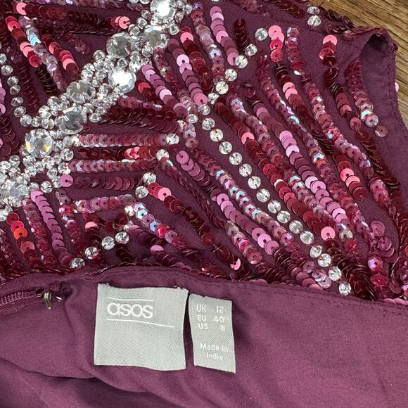 ASOS sequin fit and flare skater embellished mini dress US 8 glam formal party - Picture 9 of 12